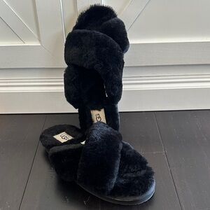 UGG Women's Plush Black Slippers